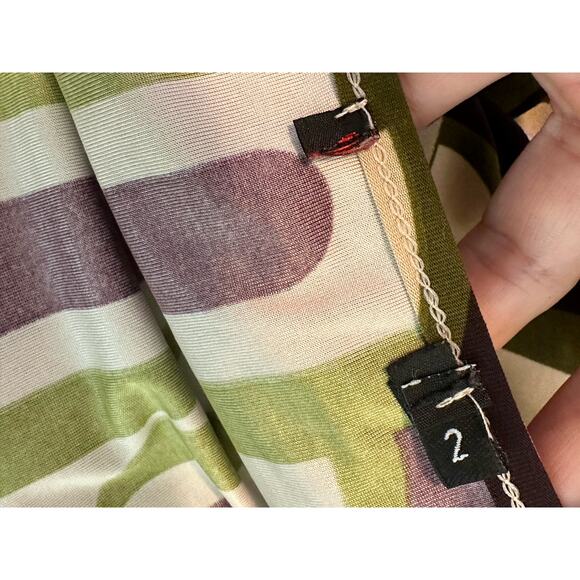 Helena Hart cream green black retro wrap blouse size 2 - Picture 5 of 10